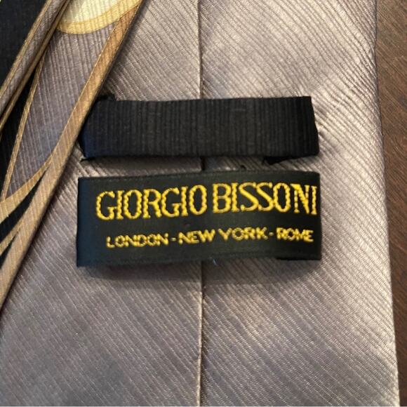 Giorgio Bissoni silk tie vintage black silver gold - Picture 3 of 4